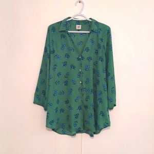 Green floral blouse